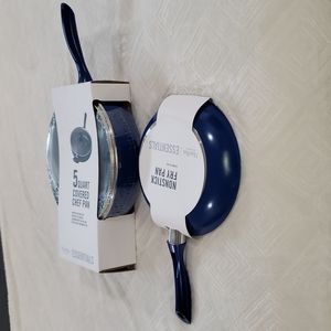 NWT Martha Stewart 5 Quart Chef Pan & Non Sick 10- Inch Fry Pan Royal Blue